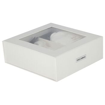White & Beige Logo Babygrow Gift Set