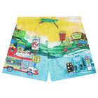Boys Yellow Logo Swim Shorts, 1, hi-res