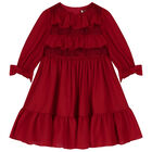 Girls Red Chiffon Dress, 1, hi-res