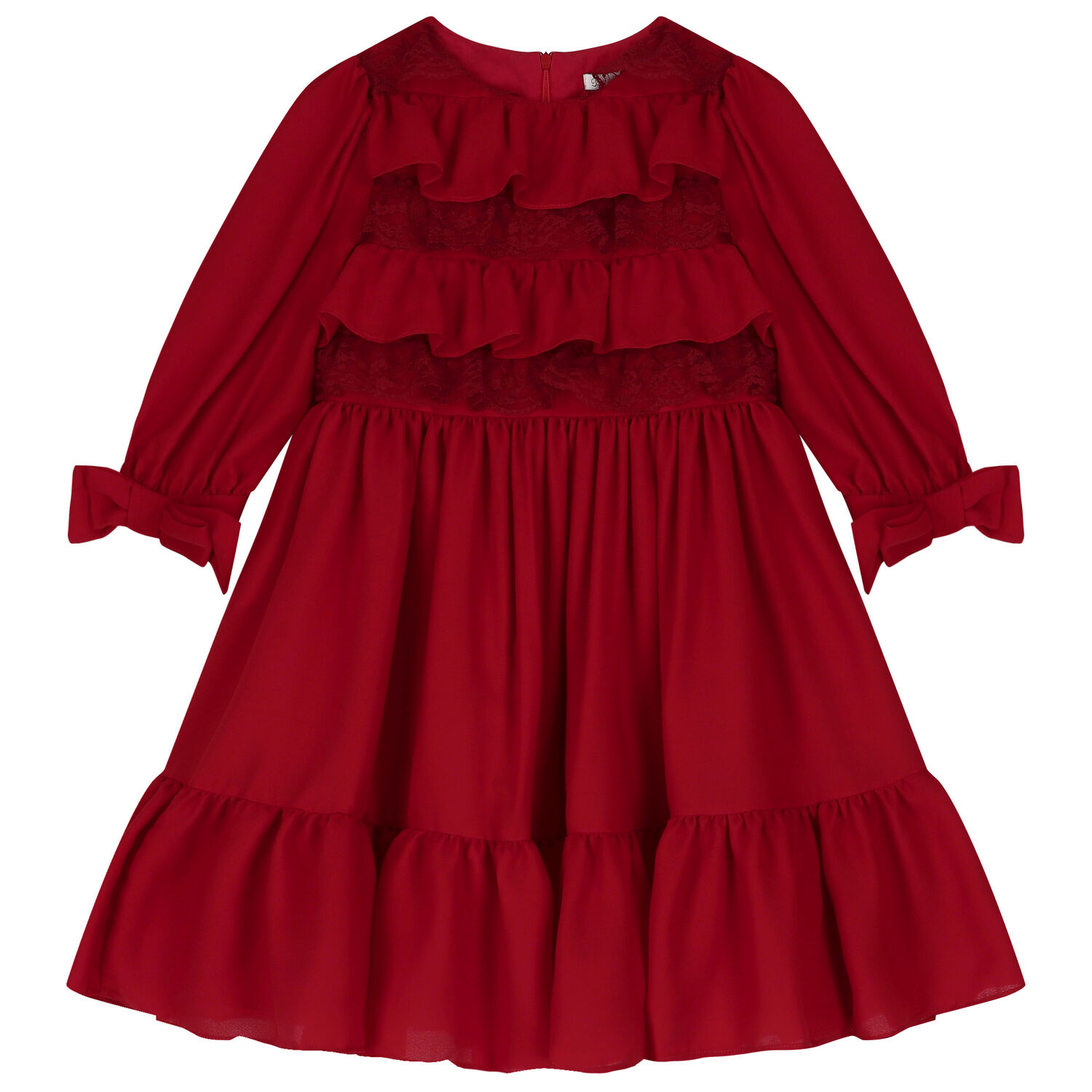 Girls Red Chiffon Dress, 1, hi-res