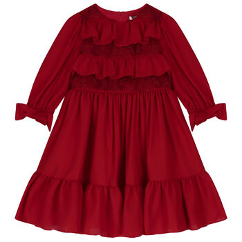 Girls Red Chiffon Dress