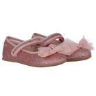 Girls Pink Bow Glitters Shoes, 3, hi-res