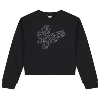 Girls Black Embellished Logo Sweatshirt