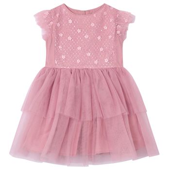 Girls Pink Tulle & Sequin Dress