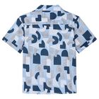 Boys Blue Cotton Printed Shirt, 2, hi-res