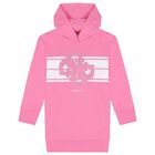 Girls Pink Logo Hooded Dress, 1, hi-res
