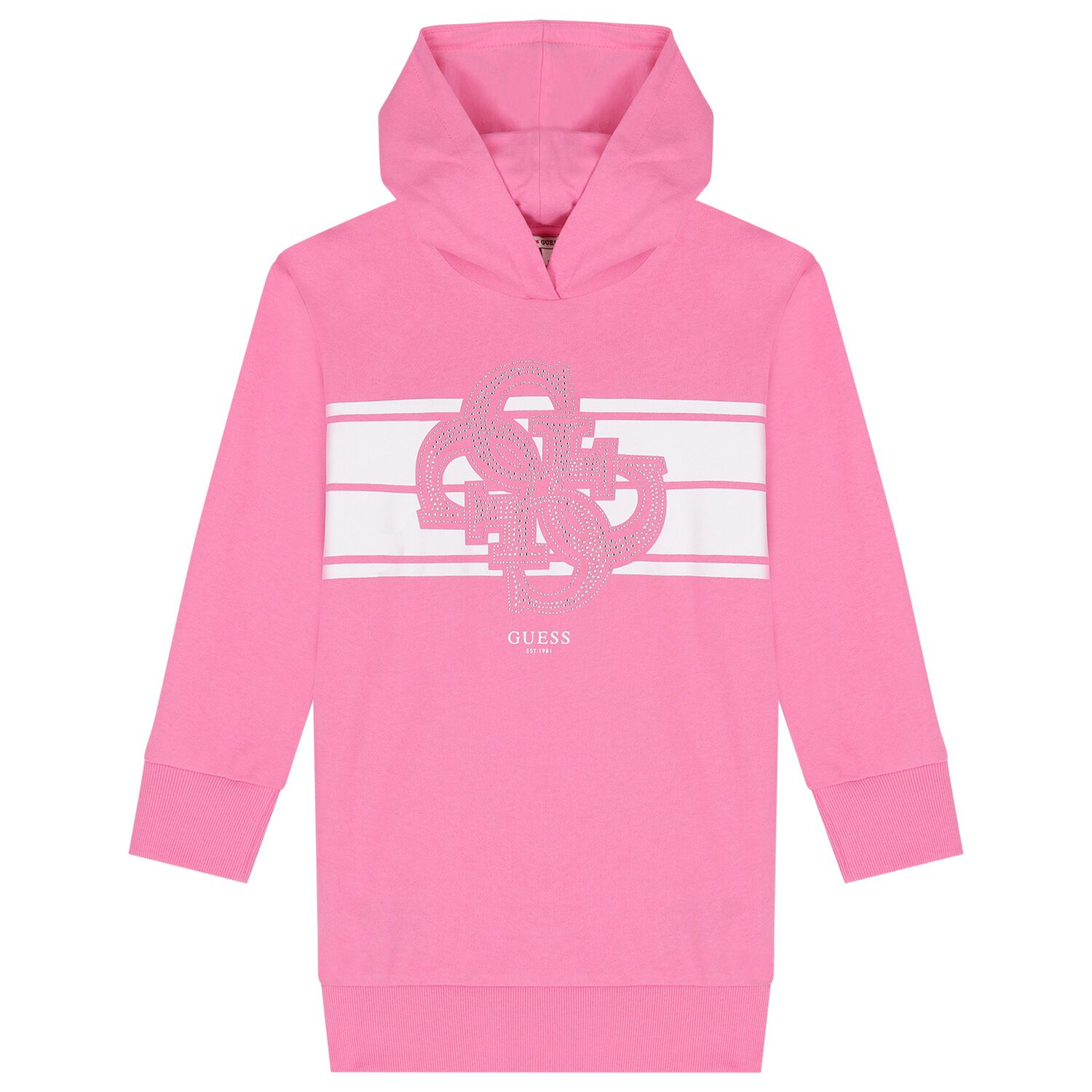 Girls Pink Logo Hooded Dress, 1, hi-res image number null
