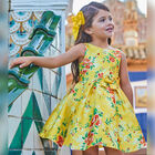 Girls Yellow Floral Dress, 1, hi-res