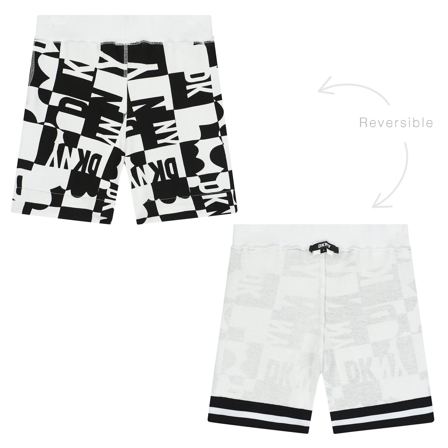White & Black Logo Reversible Shorts, 1, hi-res