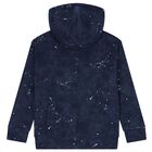 Boys Navy Blue Paint Splatter Hooded Top, 1, hi-res