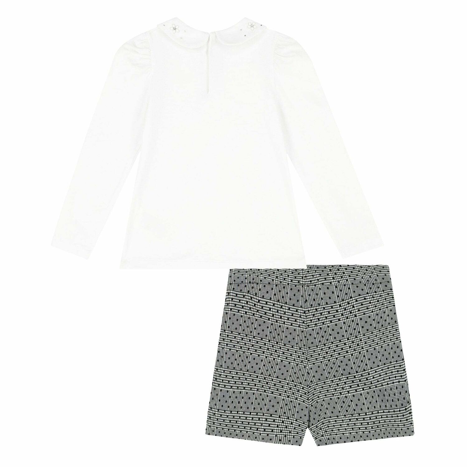 Girls Black & White Shorts Set, 1, hi-res