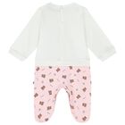 Baby Girls White & Pink Logo Babygrow Set, 1, hi-res