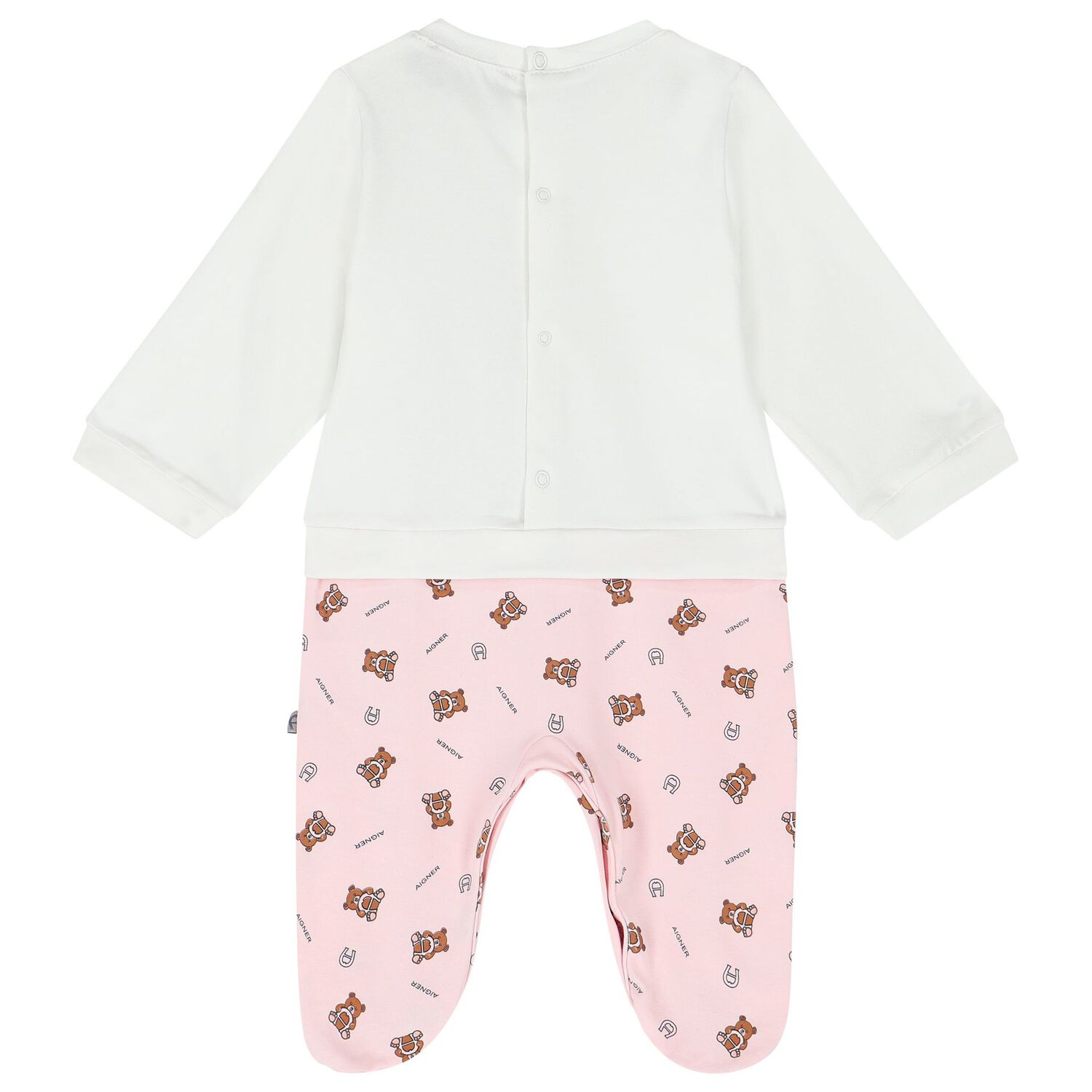 Baby Girls White & Pink Logo Babygrow Set, 1, hi-res
