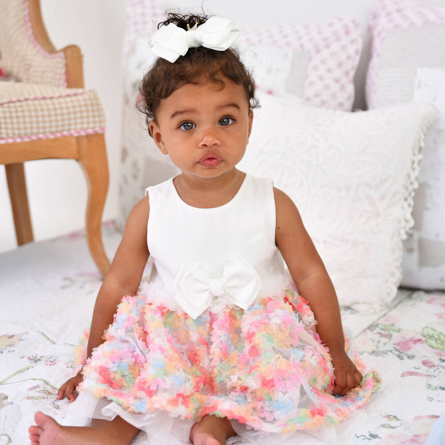 Baby Girls Multi-Coloured Tulle Dress, 1, hi-res