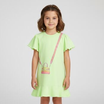 Girls Green Logo Bag Dress