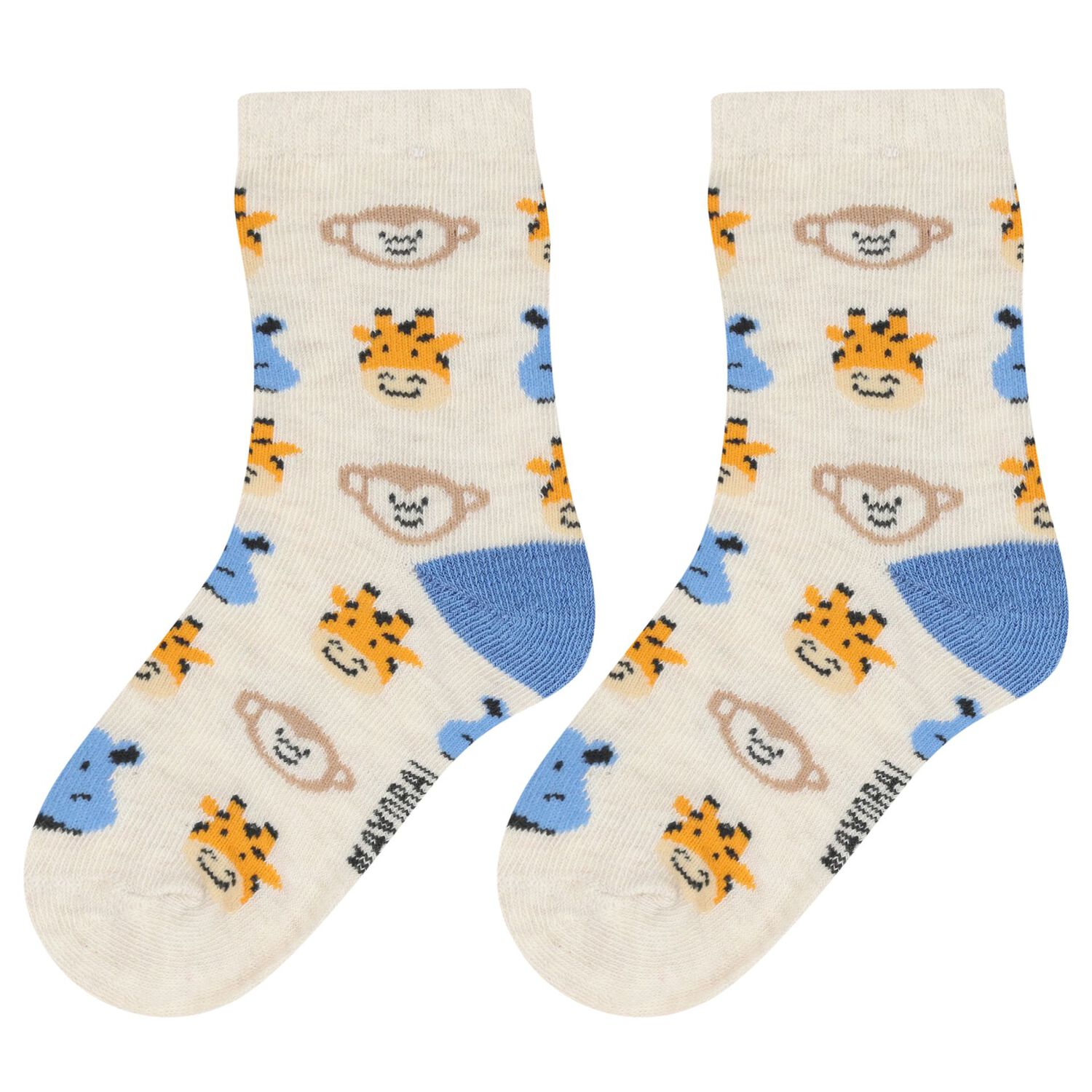 Younger Boys White, Navy Blue & Beige Socks ( 3-Pack ) , 1, hi-res