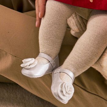 Baby Girls Gold Flower Pre Walker Shoes