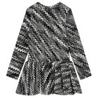 Girls Black & Ivory Zig Zag Dress, 1, hi-res