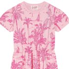 Girls Pink Palm Print Dress, 1, hi-res