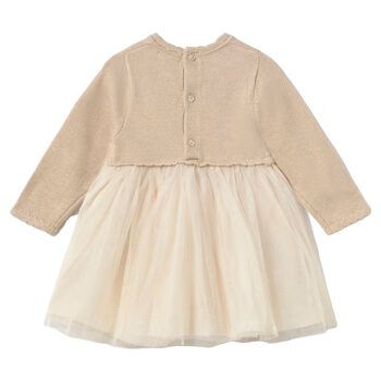 Younger Girls Beige & Ivory Tulle Dress