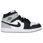 Black, Grey & White Air Jordan 1 Mid Trainers, 2, hi-res