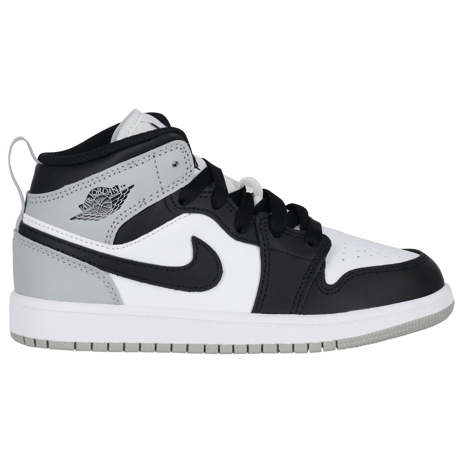 Black, Grey & White Air Jordan 1 Mid Trainers, 2, hi-res