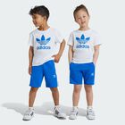 White & Blue Logo Shorts Set, 1, hi-res