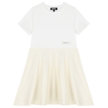 Girls White & Gold Dress