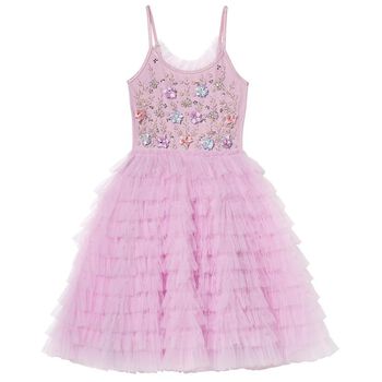 Girls Purple Embellished Tulle Dress