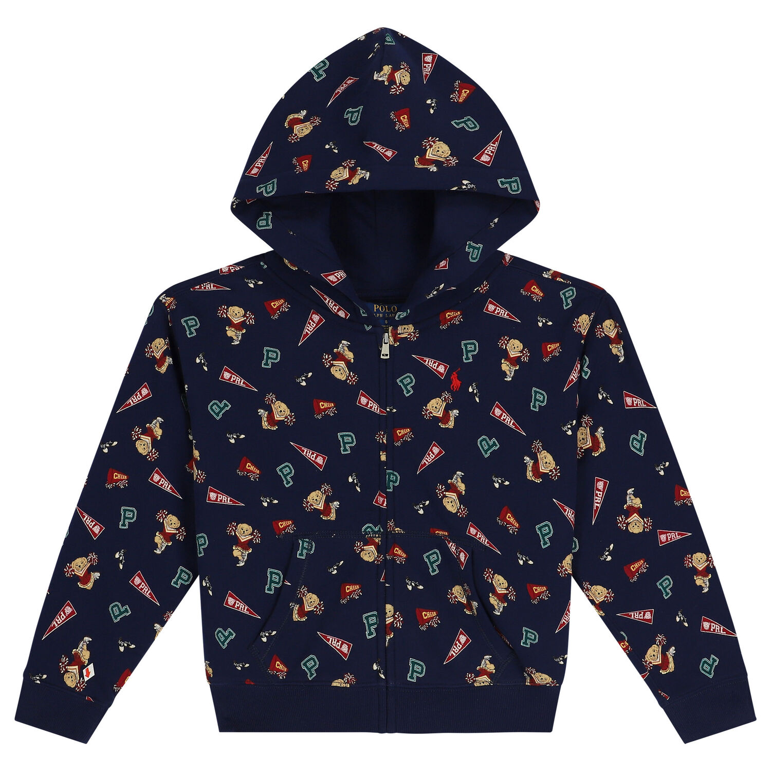 Girls Navy Blue Logo Hooded Zip Up Top, 1, hi-res image number null