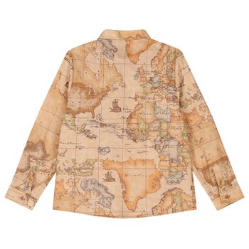 Boys Beige Geo Map Shirt