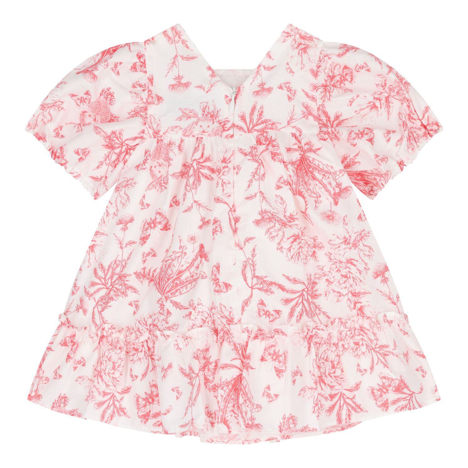 Baby Girls White & Red Floral Dress, 1, hi-res