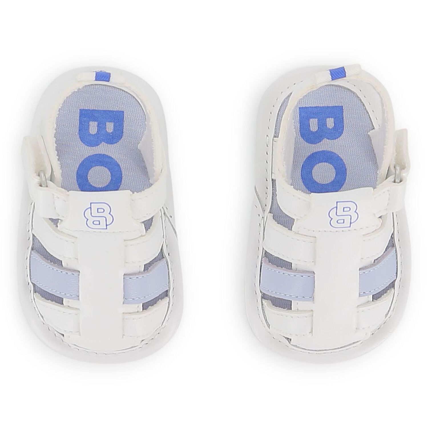 Baby Boys White Logo Sandals, 1, hi-res
