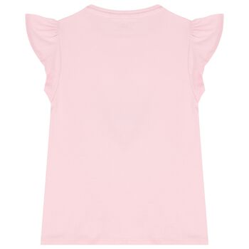 Girls Pink Logo Teddy Bear T-Shirt