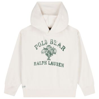 Girls Ivory Logo Polo Bear Hooded Top