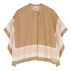 Girls Beige Logo Knitted Cape, 1, hi-res