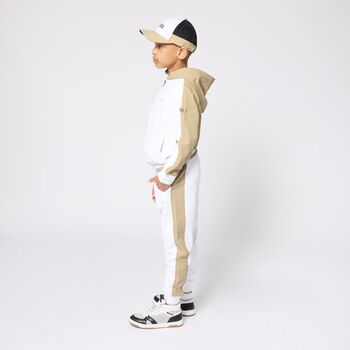 Boys White, Beige & Black Logo Cap
