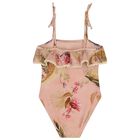 Girls Pink Floral Swimsuit, 1, hi-res