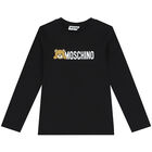 Black Teddy Bear Logo Long Sleeve Top, 2, hi-res