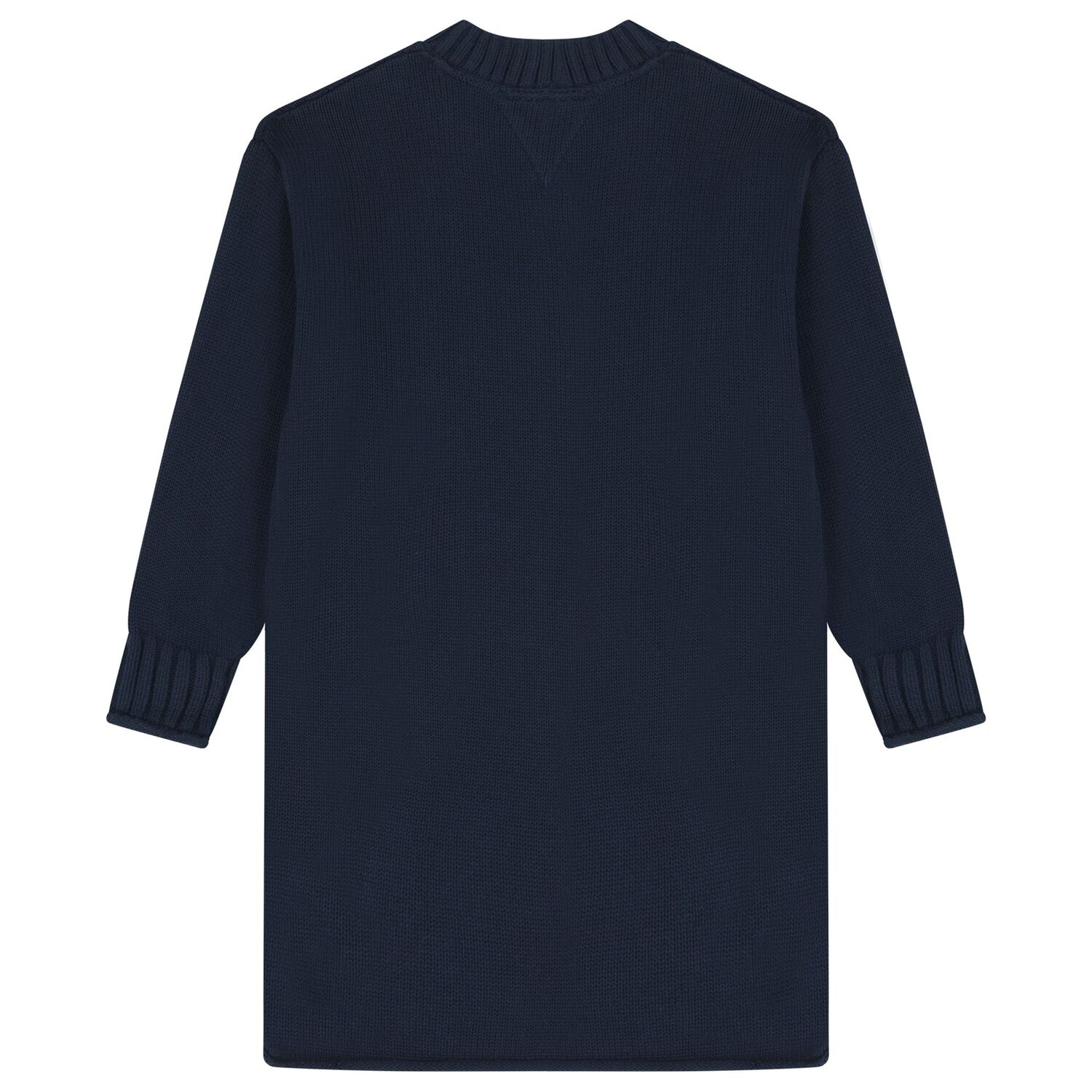 Girls Navy Blue Logo Knitted Jumper Dress, 1, hi-res