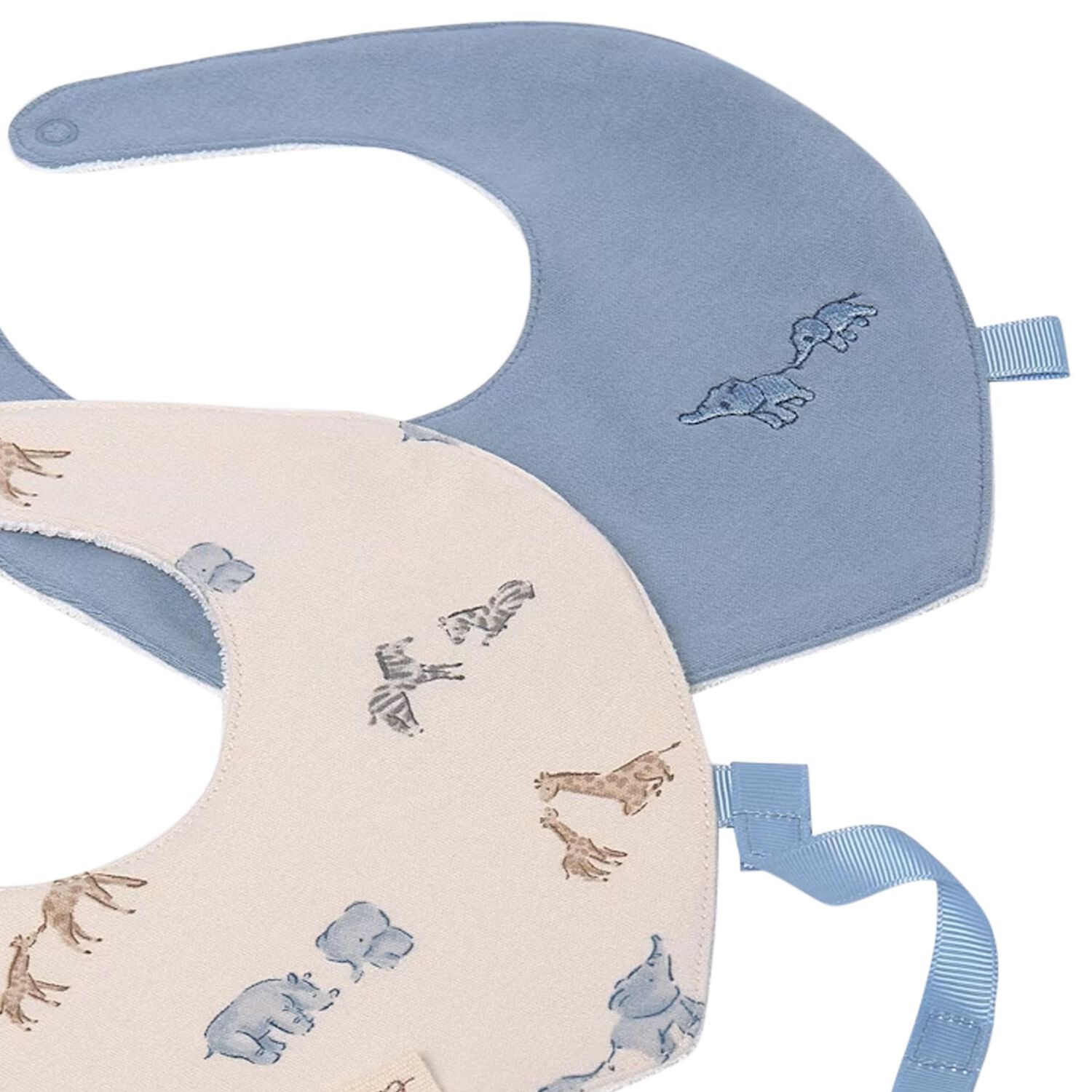 Baby Boys Blue & Ivory Animals Bibs ( 2-Pack ), 2, hi-res