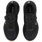 Boys Black Logo Trainers, 1, hi-res