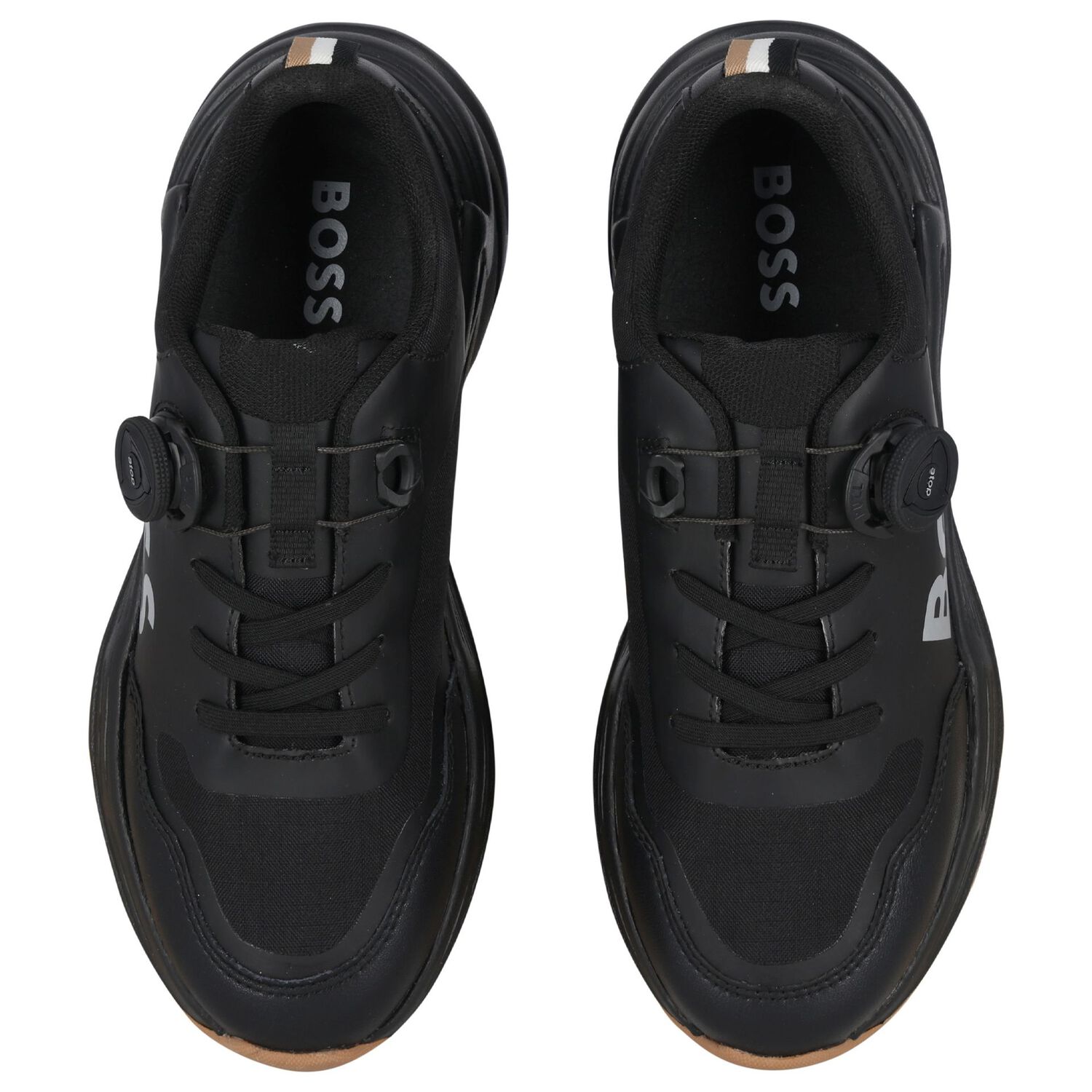 Boys Black Logo Trainers, 1, hi-res