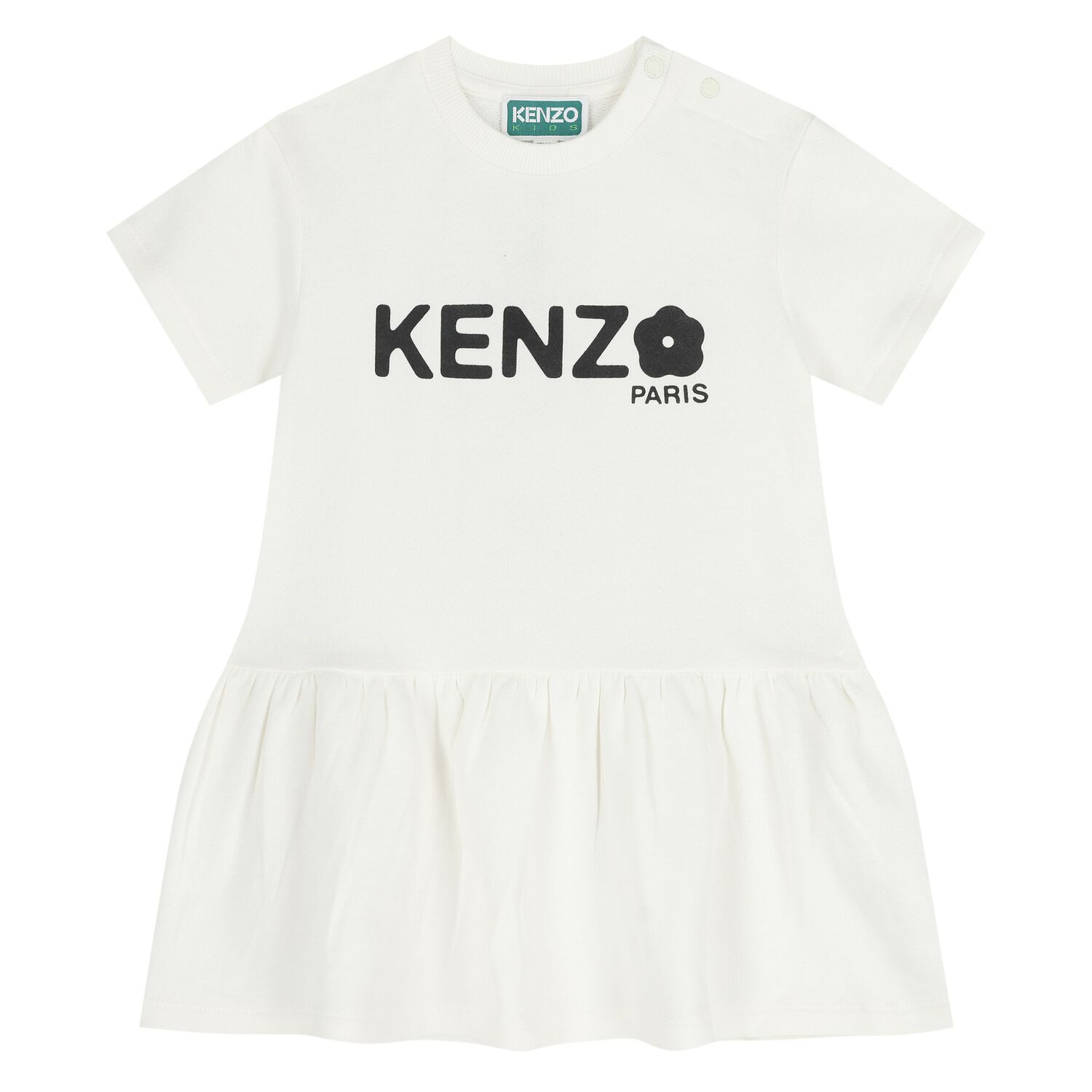 Younger Girls White Logo Dress, 1, hi-res