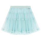 Girls Aqua Tulle Skirt, 1, hi-res