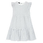 Girls White & Blue Striped Dress, 1, hi-res
