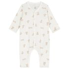 Ivory & Beige Teddy Bear Baby Romper, 1, hi-res