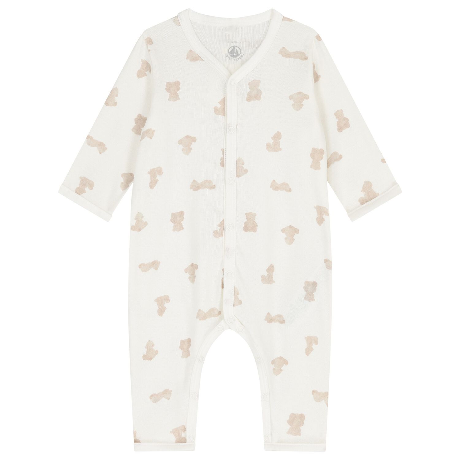 Ivory & Beige Teddy Bear Baby Romper, 1, hi-res