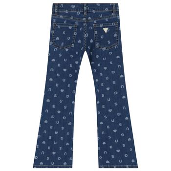 Girls Blue Denim Logo Jeans