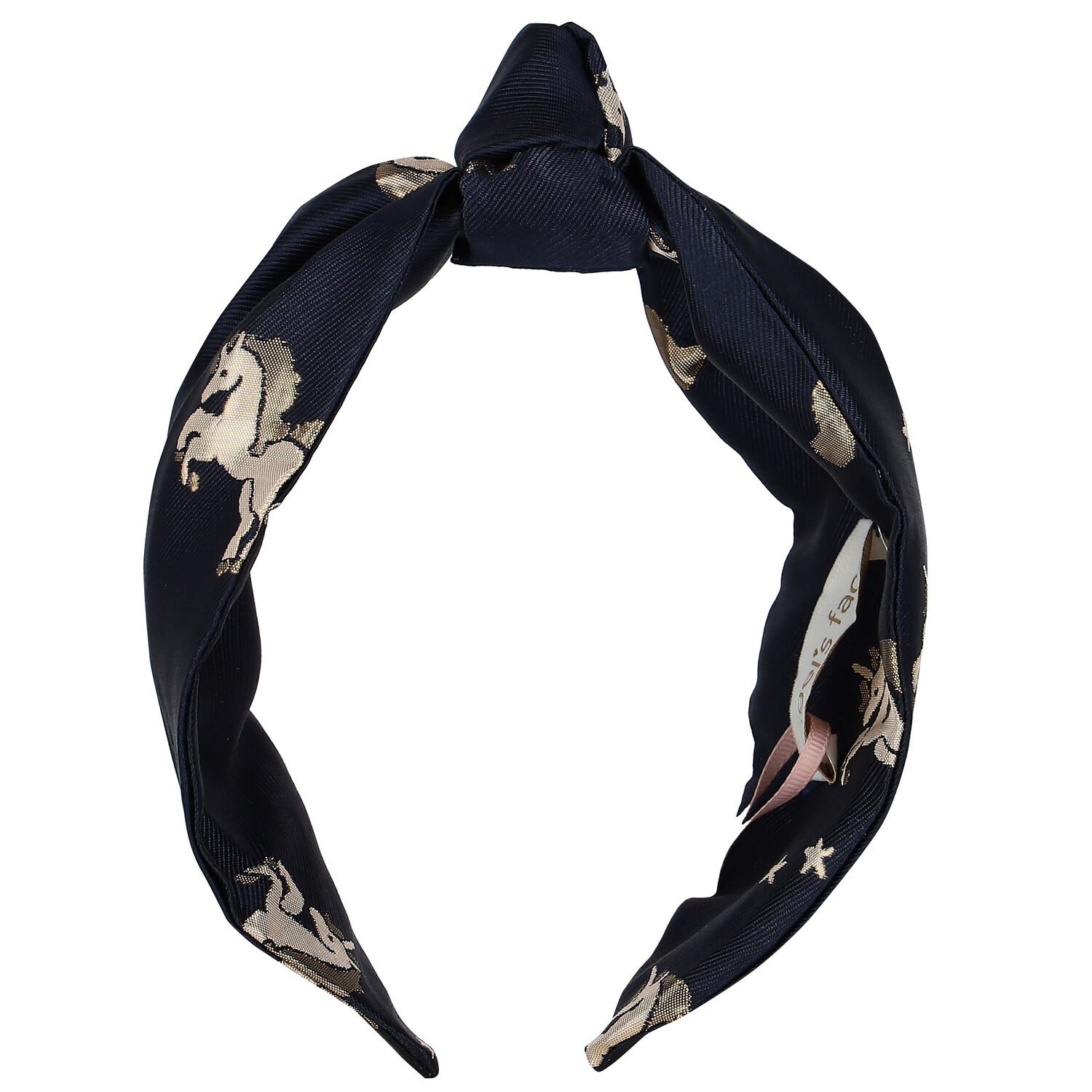 Girls Navy Blue Unicorn Jacquard Headband, 1, hi-res